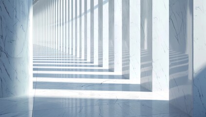 Obraz premium A line of white marble pillars, symmetrical and with high resolution, definition, quality, detail, contrast
