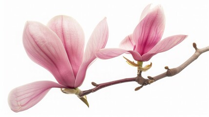 Fototapeta premium Magnolia Blossom Branch Isolated on White