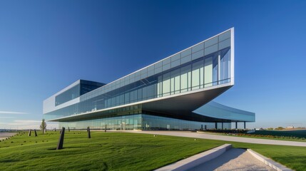 Obraz premium A stunning modern building with sleek glass facades, sharp angles, and innovative design elements