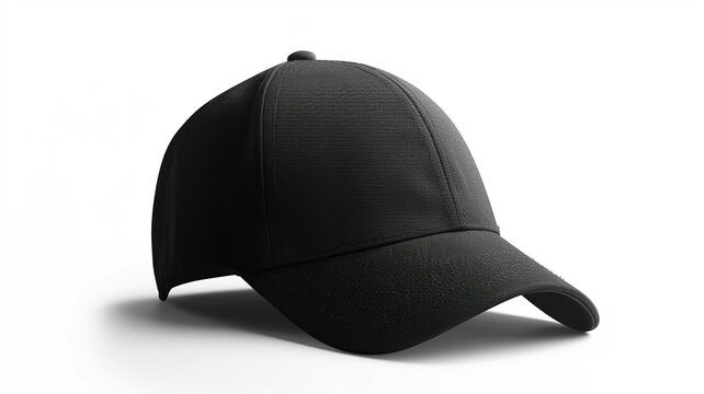 black baseball cap hat mockup isolated on white background