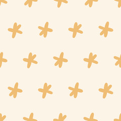 Abstract Flower Stars on Pastel Yellow Background