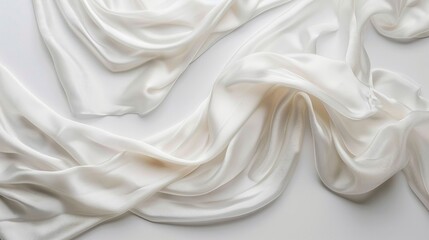 Obraz premium White background with silk fabric and empty space