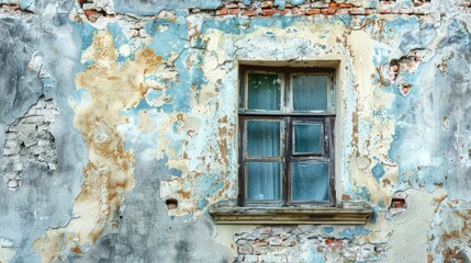 Old building s wall with a window