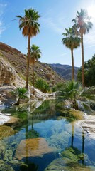 A beautiful scene of a river with palm trees in the background generated by AI