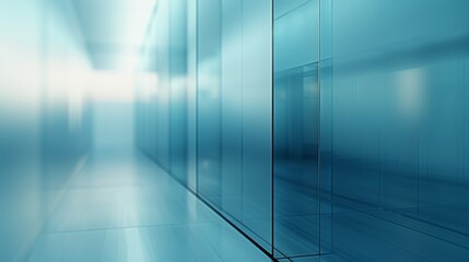 Obraz premium Sky Blue Hue Minimalistic Glass block space in a Modern Atmosphere, future smart office, business concept, Graphic Resources, Wallpapers, Brochure, Websites, banner design, Advertising, background