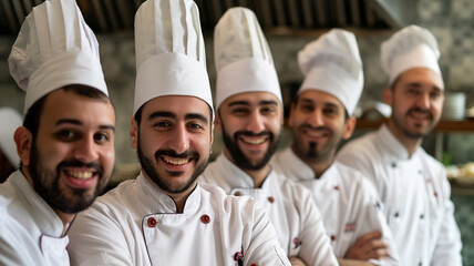 A group of young male chefs