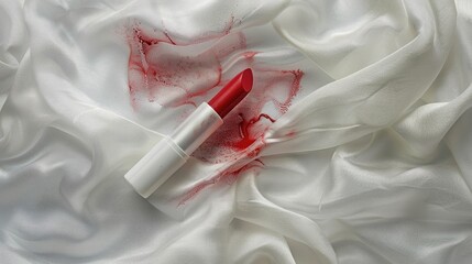 Lipstick stain on white fabric prompts stain removal idea