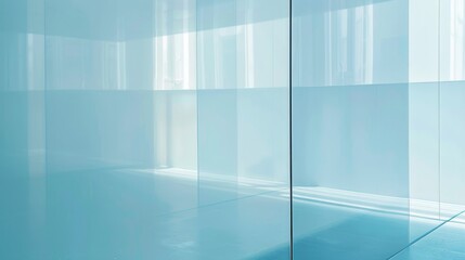 Sky Blue Hue Minimalistic Glass block space in a Modern Atmosphere, future smart office, business concept, Graphic Resources, Wallpapers, Brochure, Websites, banner design, Advertising, background