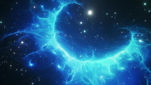 Blue galaxy and nebula in outer space