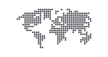 Fototapeta premium Earth globe world map of dots and global geography in dotted pattern flat vector illustration. 