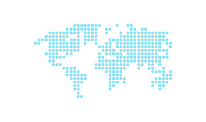Earth globe world map of dots and global geography in dotted pattern flat vector illustration.	
