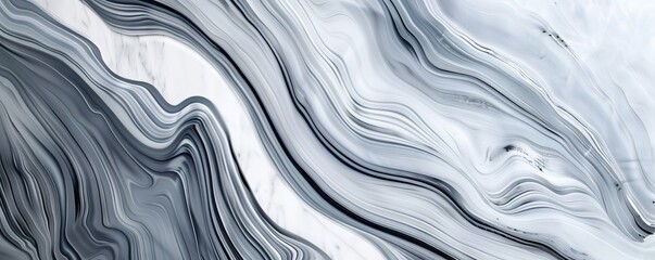 Obraz premium Abstract background of gray and black marble pattern, aerial view. Texture of liquid white ink in water.