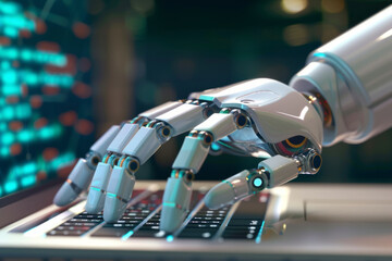 Bionic hand typing on keyboard