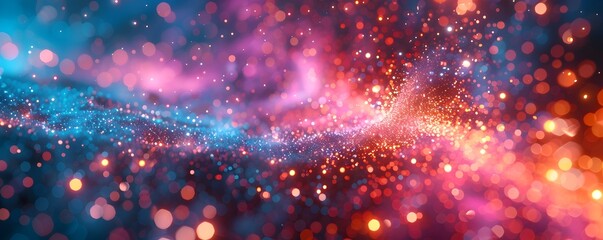 Mesmerizing Celestial Spectacle of Shimmering Cosmic Particles in Vibrant Hues