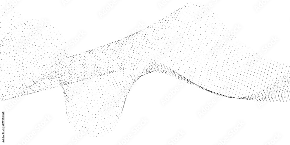 Poster abstract technology particles gradient flowing dynamic wave doted and halftone lines background. fut