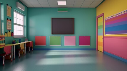 A teacher welcoming young learners to a vibrant classroom