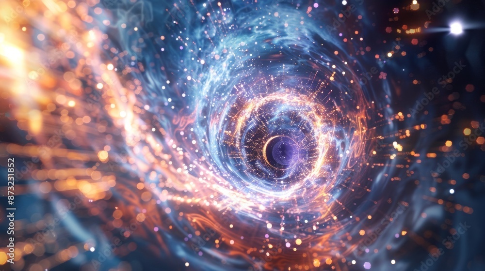 Poster a mesmerizing visual of the higgs field in action as it activates and gives mass to previously weigh
