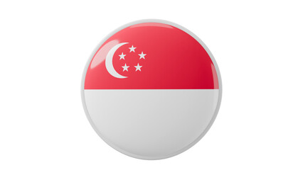 Singapore Circle flag icon . Transparent backgound. 3d rendered with alpha channel. Round shape.