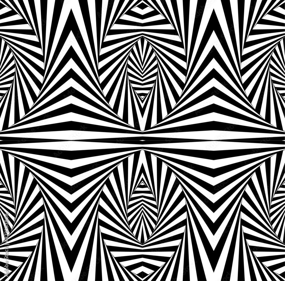 Poster op art seamless pattern vector design template with black white diagonal inclined lines. stylish geo