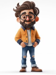 Fashion Designer male, Full body character, 3D render illustration, Clip art, fashion, isolated on white background 