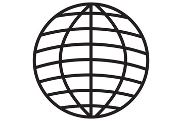 Globe grid spheres. Striped 3D spheres, geometry globe grid, earth latitude and longitude line grid vector symbol set. Spherical grid globe shapes. Illustration globe striped, global geography surface