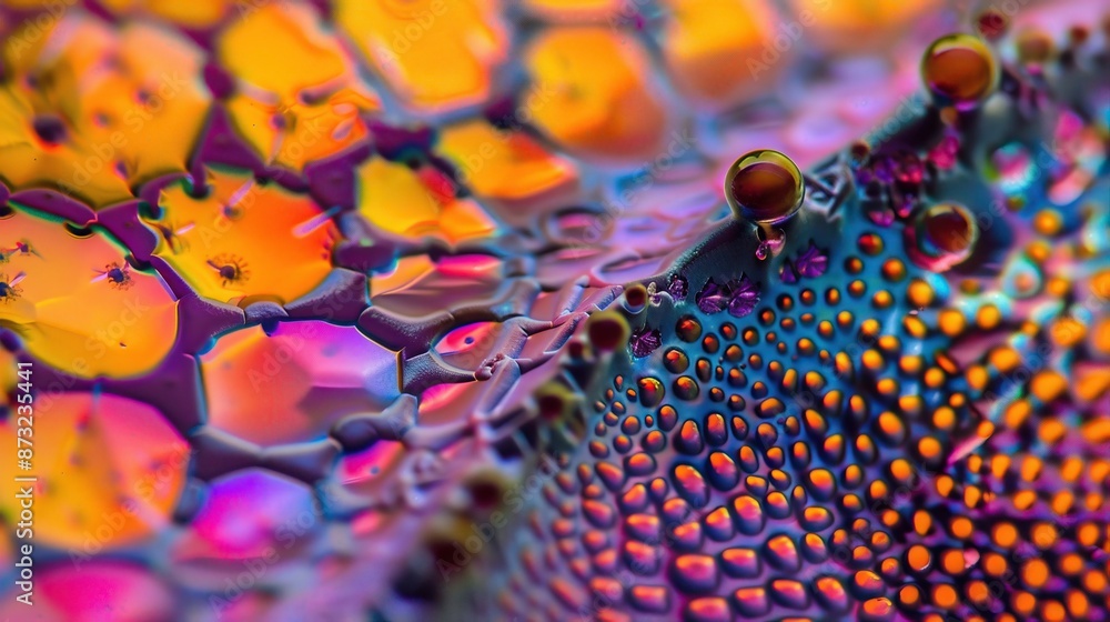 Sticker vibrant abstract art with colorful patterns and textured surfaces, showcasing a dynamic blend of hue
