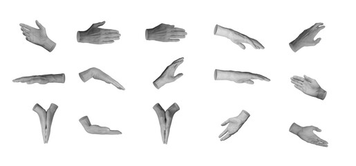 Grabbing, holding, taking, grasping something, hand sign isolated on white background, set.,...