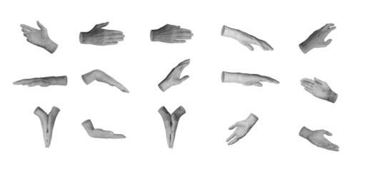 Grabbing, holding, taking, grasping something, hand sign isolated on white background, set., transparent PNG cutout