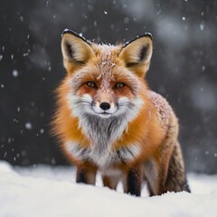 Obraz premium cute snow winter fox