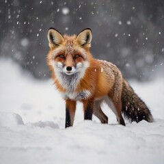 Obraz premium snow winter orange fox