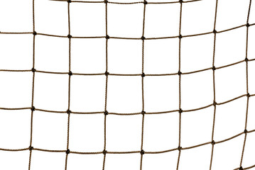 Football or tennis net. Rope mesh on a white background close-up