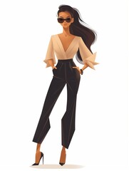 Fototapeta premium Fashion Designer female, Full body character, Vector illustration, Clip art, Arts and Entertainment, isolated on white background 