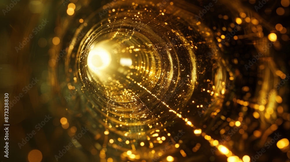 Poster as the particles collide and interact bursts of light and energy can be seen pulsing through the tun