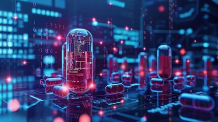 AI-Driven Drug Discovery and Development, advanced technology theme, illustration background