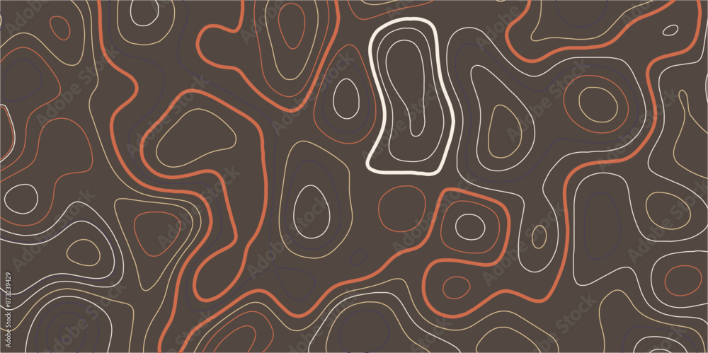 Poster topographic map seamless pattern vector background. topographic contours. dark seamless design. unco