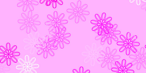 Light Pink vector natural artwork with flowers.