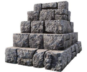 Ancient Mayan pyramid with detailed stone steps, isolated on white.