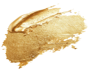 Gold paint smear with a glossy texture, isolated on white.
