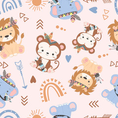 MobileCute boho animals seamless pattern