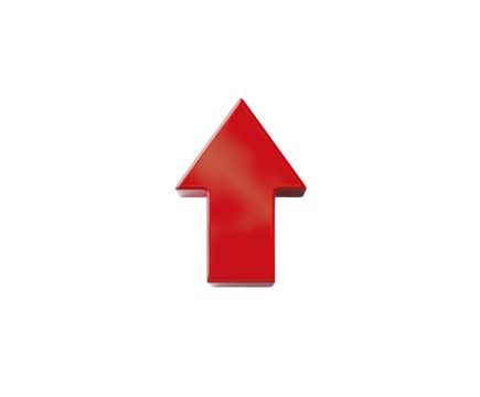 Red curved arrow pointing upwards, isolated on white. - Powered by Adobe