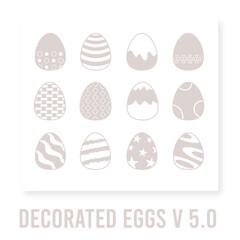 illustrations of Easter eggs and decorated eggs version 5
