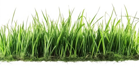Fototapeta premium Row of Green Grass on White Background
