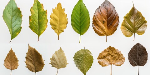 Obraz premium Assorted Colorful Leaves on White Background