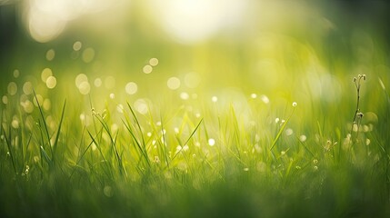 Naklejka premium Close Up of Dewy Grass