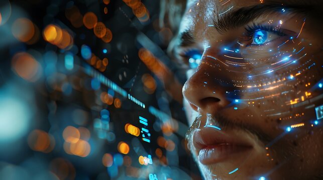 Futuristic Digital Eye with Cyberpunk Inspired Lighting