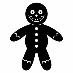 Boho Rustic Christmas Gingerbread man black vector silhouette