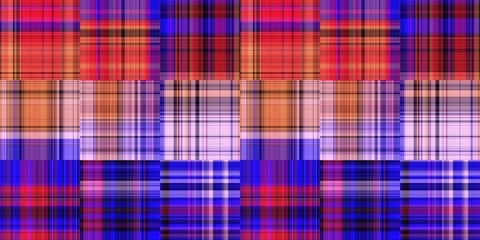 Cozy plaid patterns seamless border background in colorfull autum fall home decor. Woven patchwork style effect for seamless edging banner