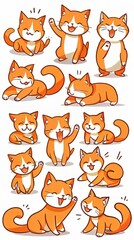Obraz premium Adorable ginger cat in various amusing poses