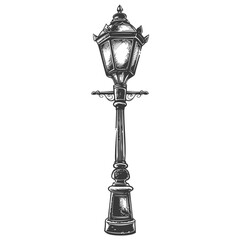 Naklejka premium Ornate Vintage Victorian Style Street Lamp Post Sketch