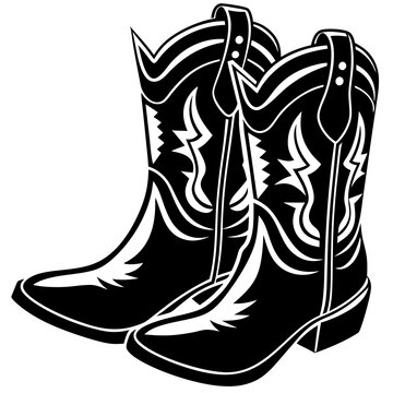 black cowboy boots graphic clip art preview